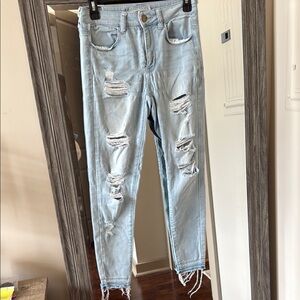 American Eagle Outfitters Light Blue Distressed Women's Jeans